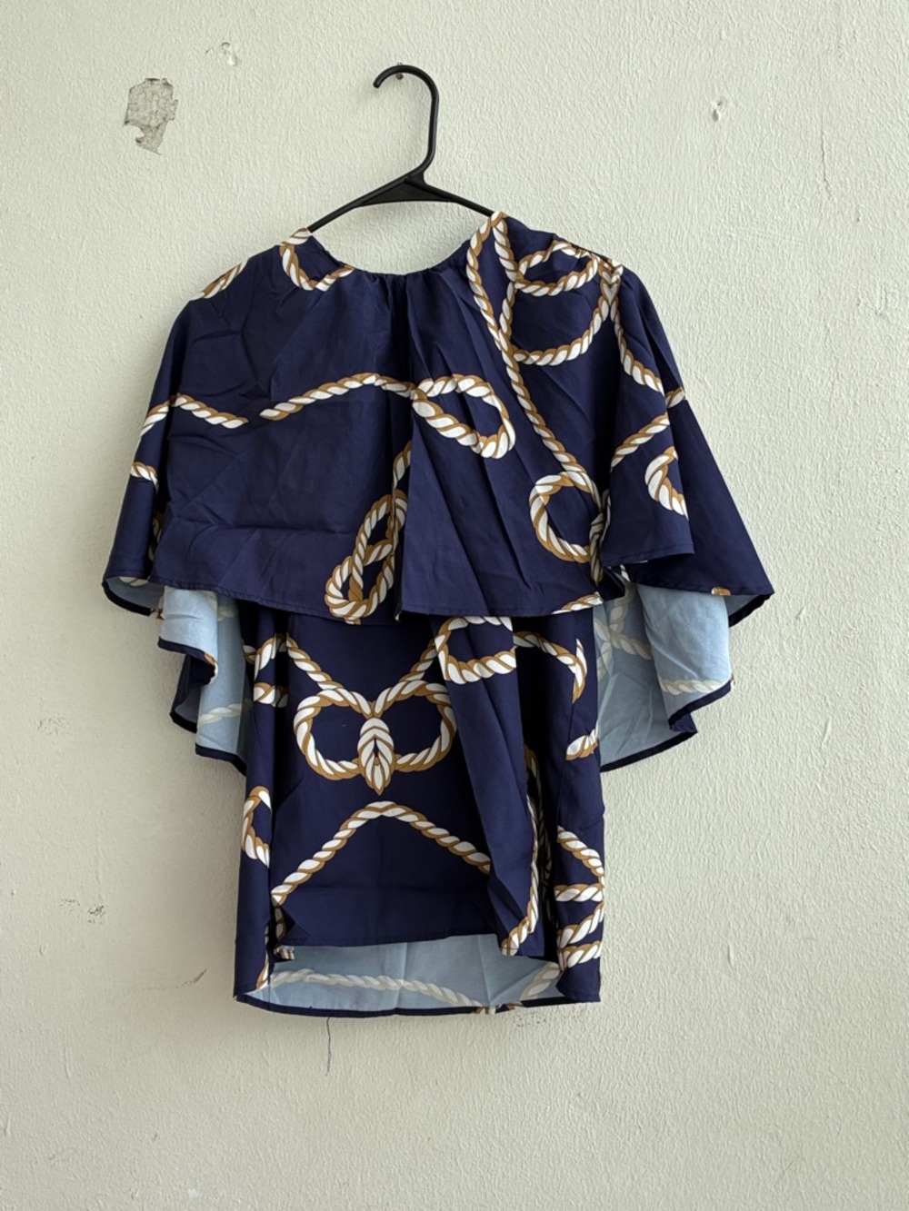 Pre-love Navy Rope-Print Ruffle top - Picture 6 of 6